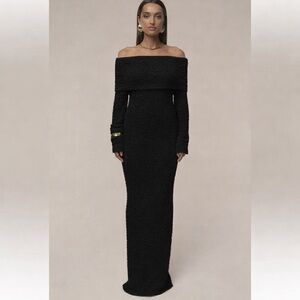 JLUXLABEL Black Off-Shoulder Maxi Dress